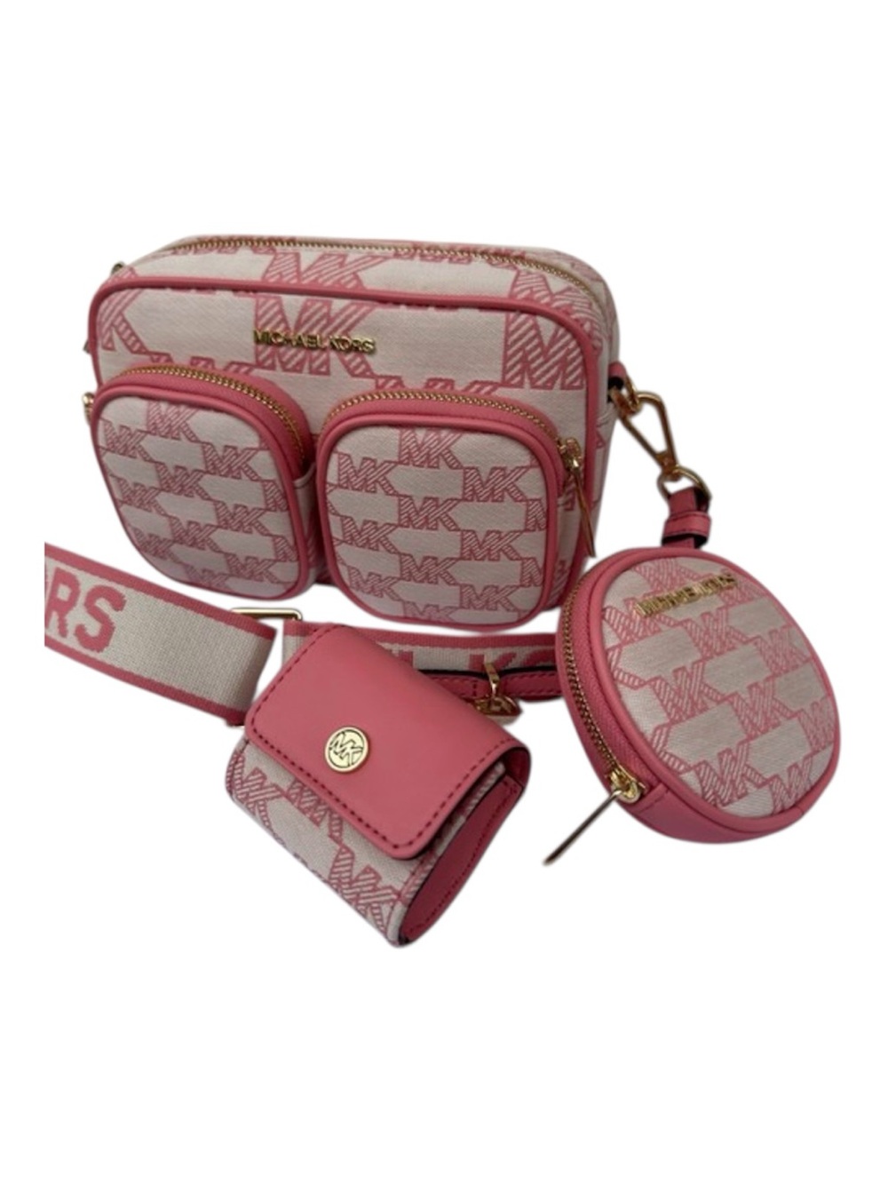 NWOT Michael Kors Jet Set Crossbody  with Strap and Tech  Pouches